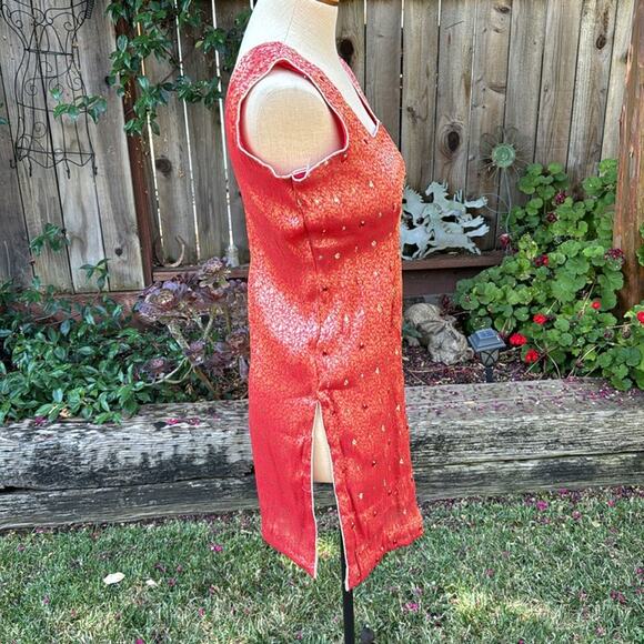 Kurti Top Style Red Dress Tunic Kurta Women's See Measurements Handmade Altered - Picture 3 of 14